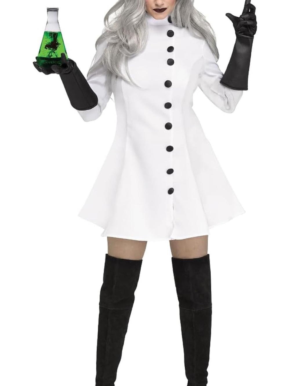 Womens MAD SCIENTIST COSTUME L 12-14 NEW 4pc Coat Dress Gloves Goggles LARGE
